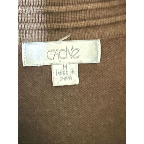 Cache Brown Trumpet Sleeve Heavy Wool Cardigan Sweater Size Medium - Picture 6 of 6